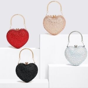 Ramla Official Crystal Heart Bag Rose Gold Champagne